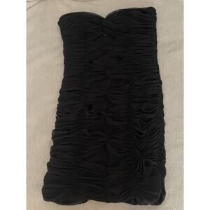 VICKY TIEL Paris Cutout Ruched Sexy LBD Bodycon Strapless US 12 Vtg 80s 90’s